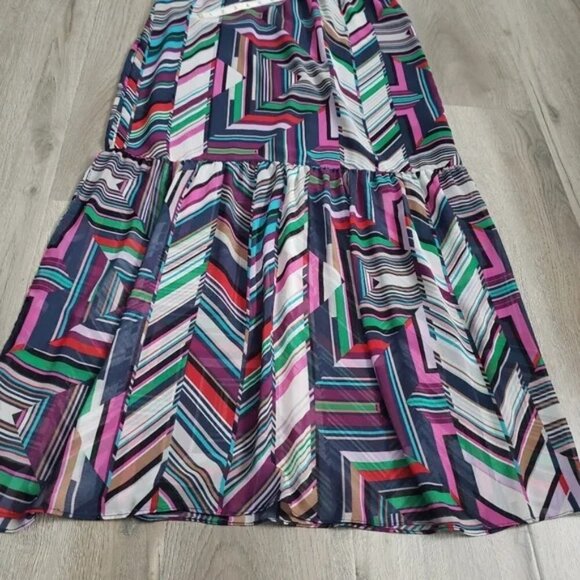 Juicy Couture Black Label Women's XS Colourful Geo Abstract Peasant Maxi Dress - Picture 7 of 16